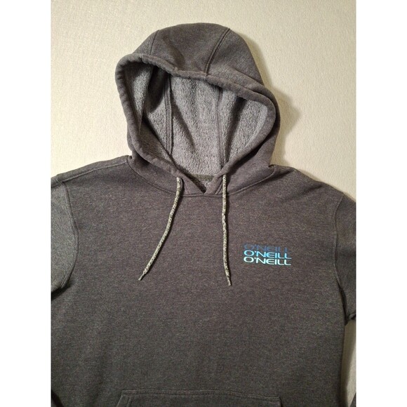 Oneill Hoodie Sweatshirt Mens Medium Gray Athletic Pullover Active Logo Beach - Picture 2 of 9